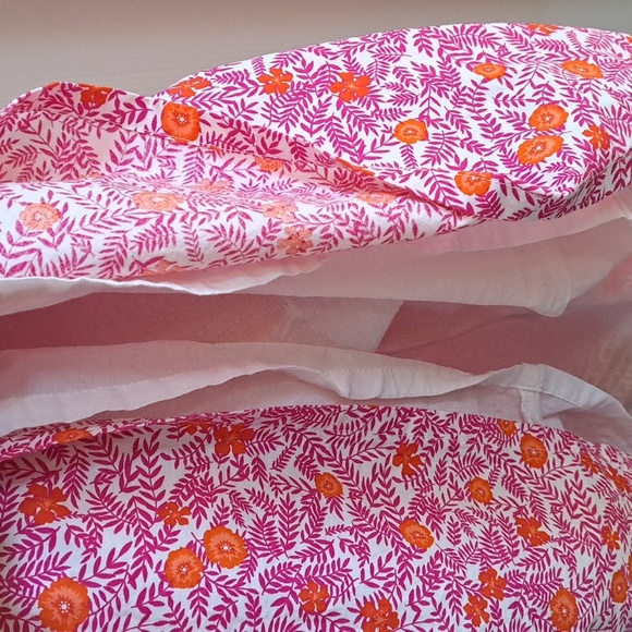 J.Crew Pink Orange Floral Ruffle Sleeve Cotton Comfy Pockets Tiered Midi Dress - Picture 5 of 15